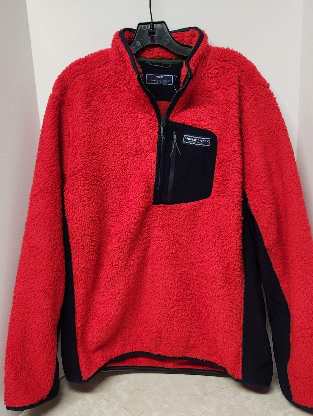 Vineyard Vines Sherpa Pullover Red Navy Large Mens Womens